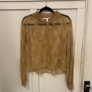 Forever 21 Lace Sheer Blouse in Tan
